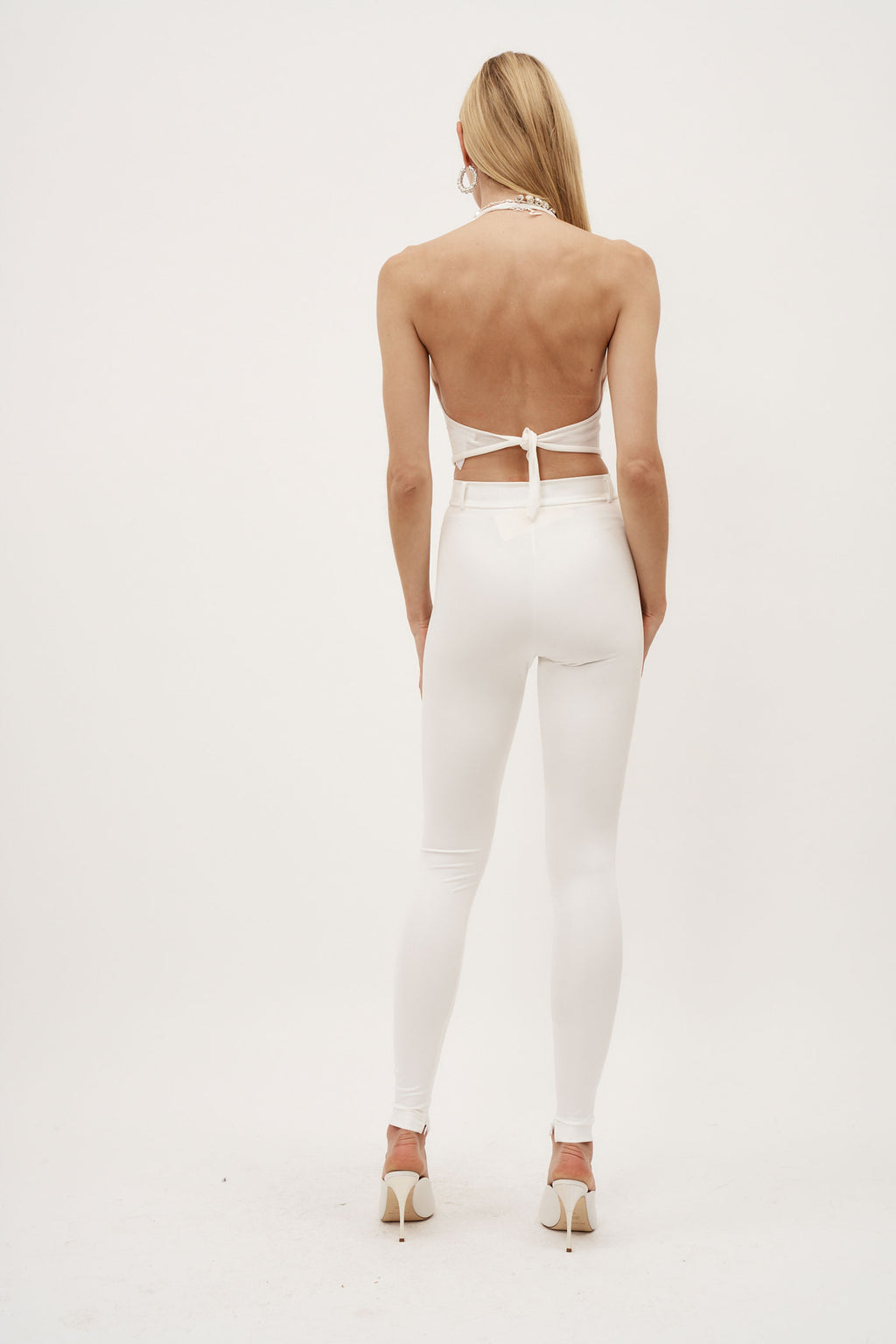 Skinny Tailored Cream Trousers