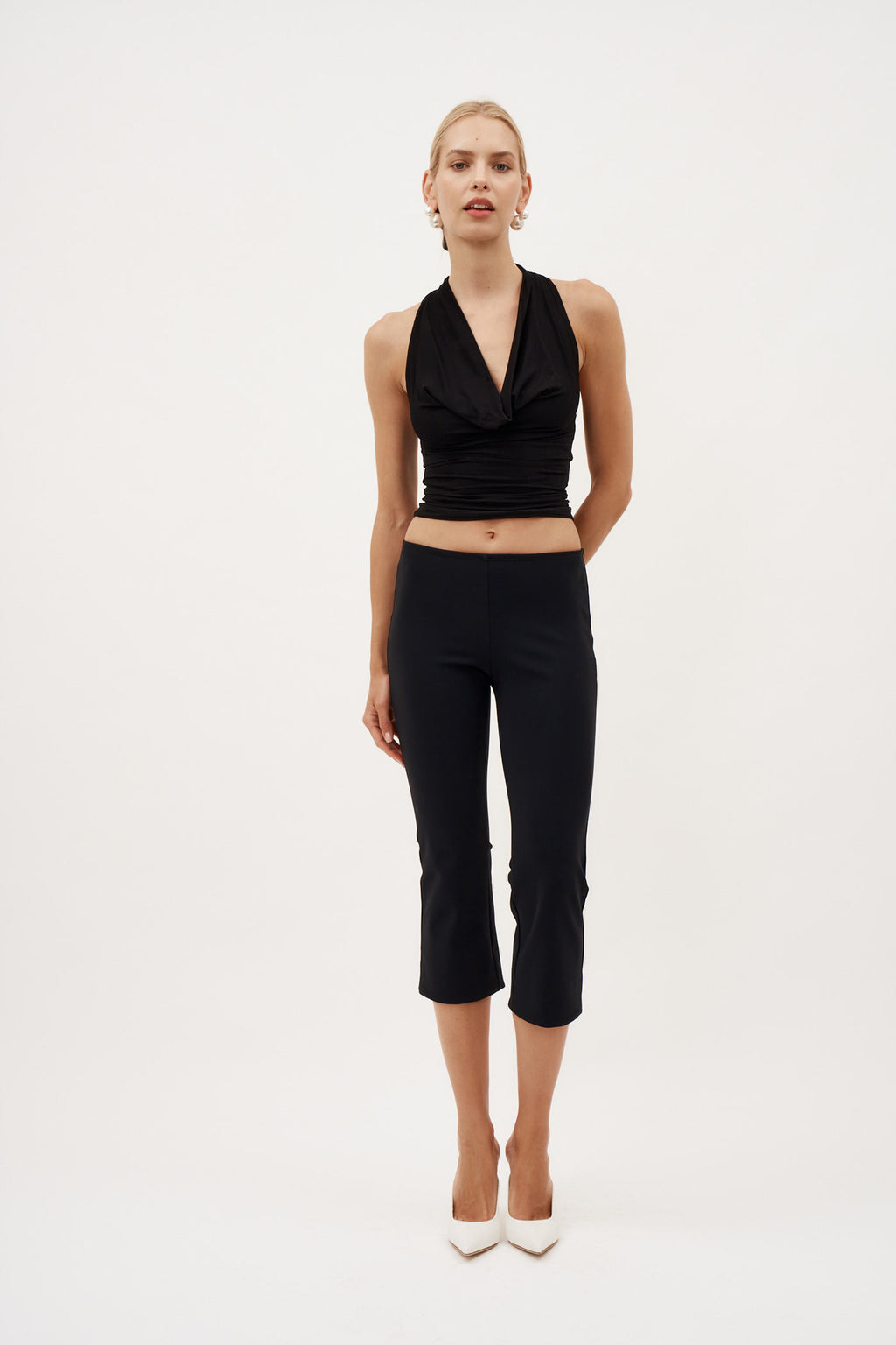 Capri Black Knit Pant