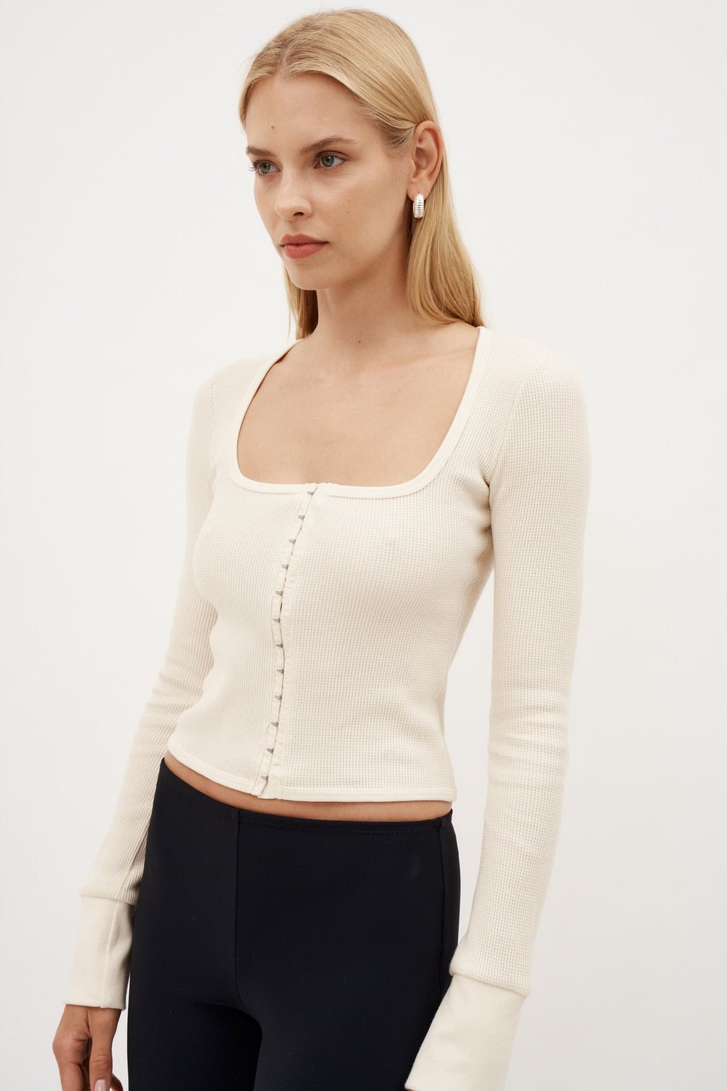 Waffle Knit Cream Top