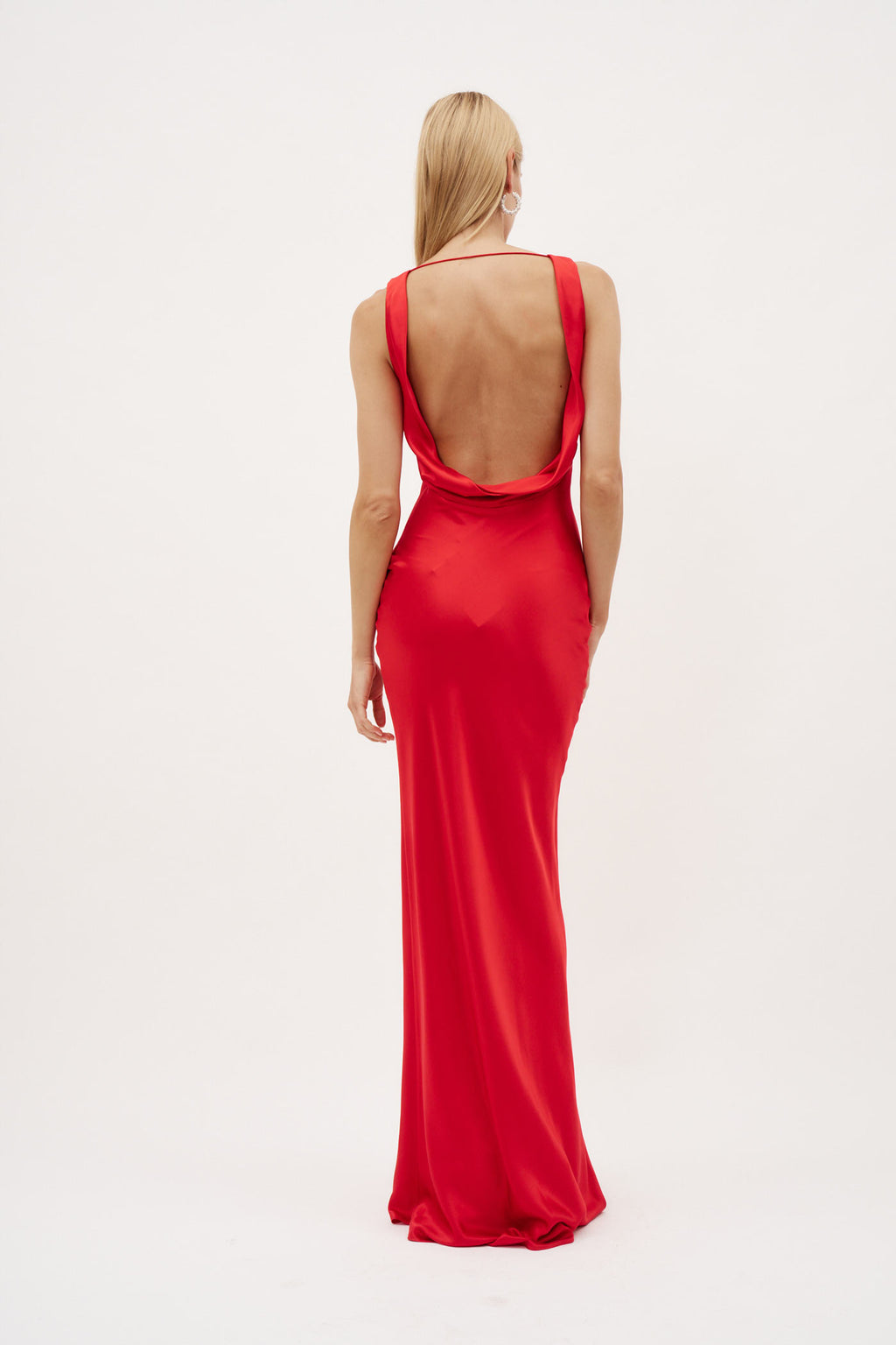 Drape Front Red Maxi Dress