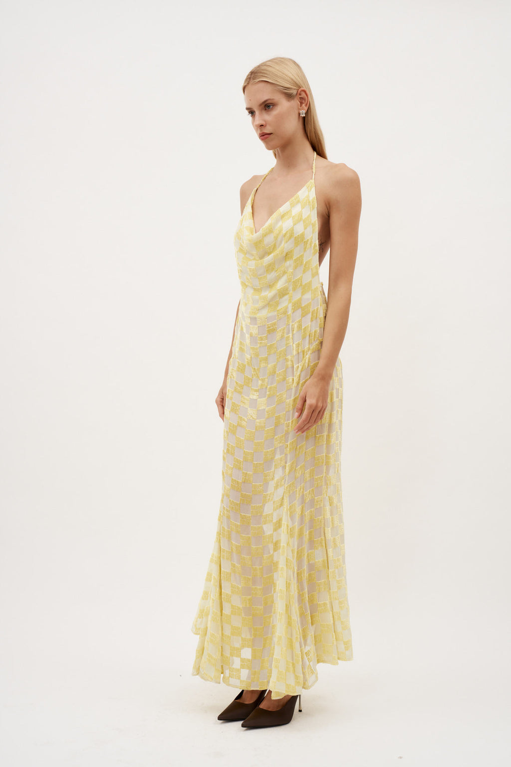 Yellow Velvet Asta Maxi Dress