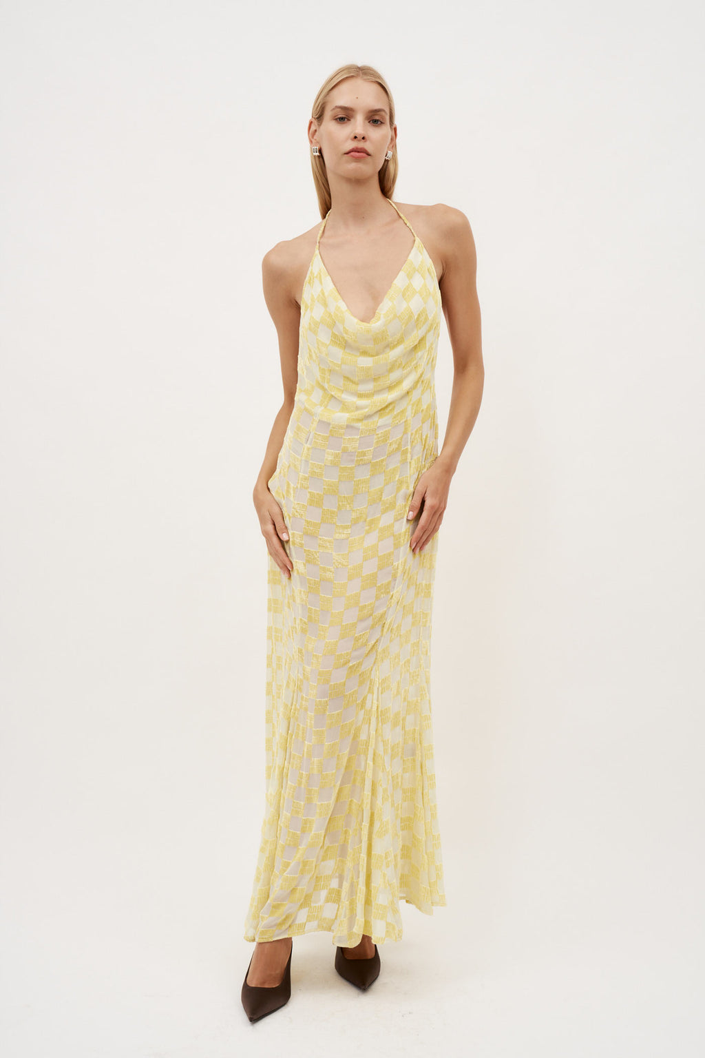 Yellow Velvet Asta Maxi Dress