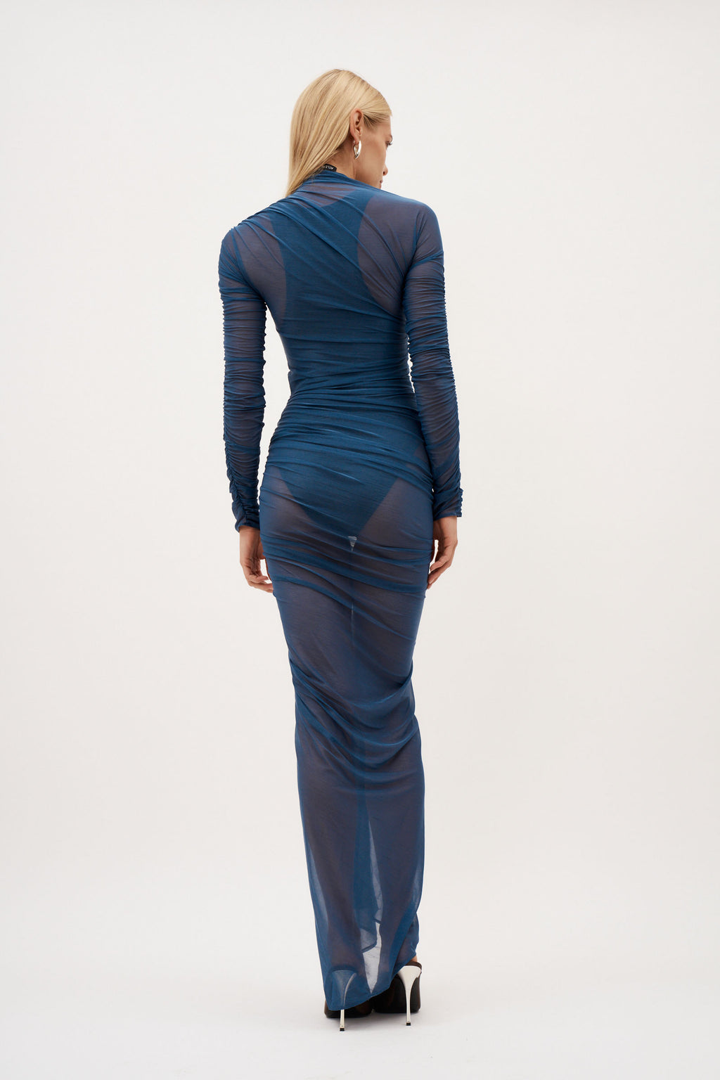 Hyper Ruched Long Orage Dress