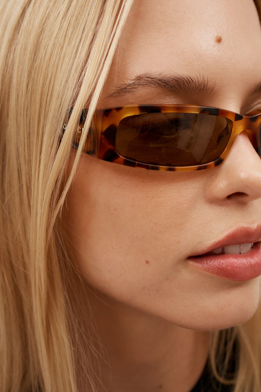 Extra Narrow Rectangular Havana Sunglasses