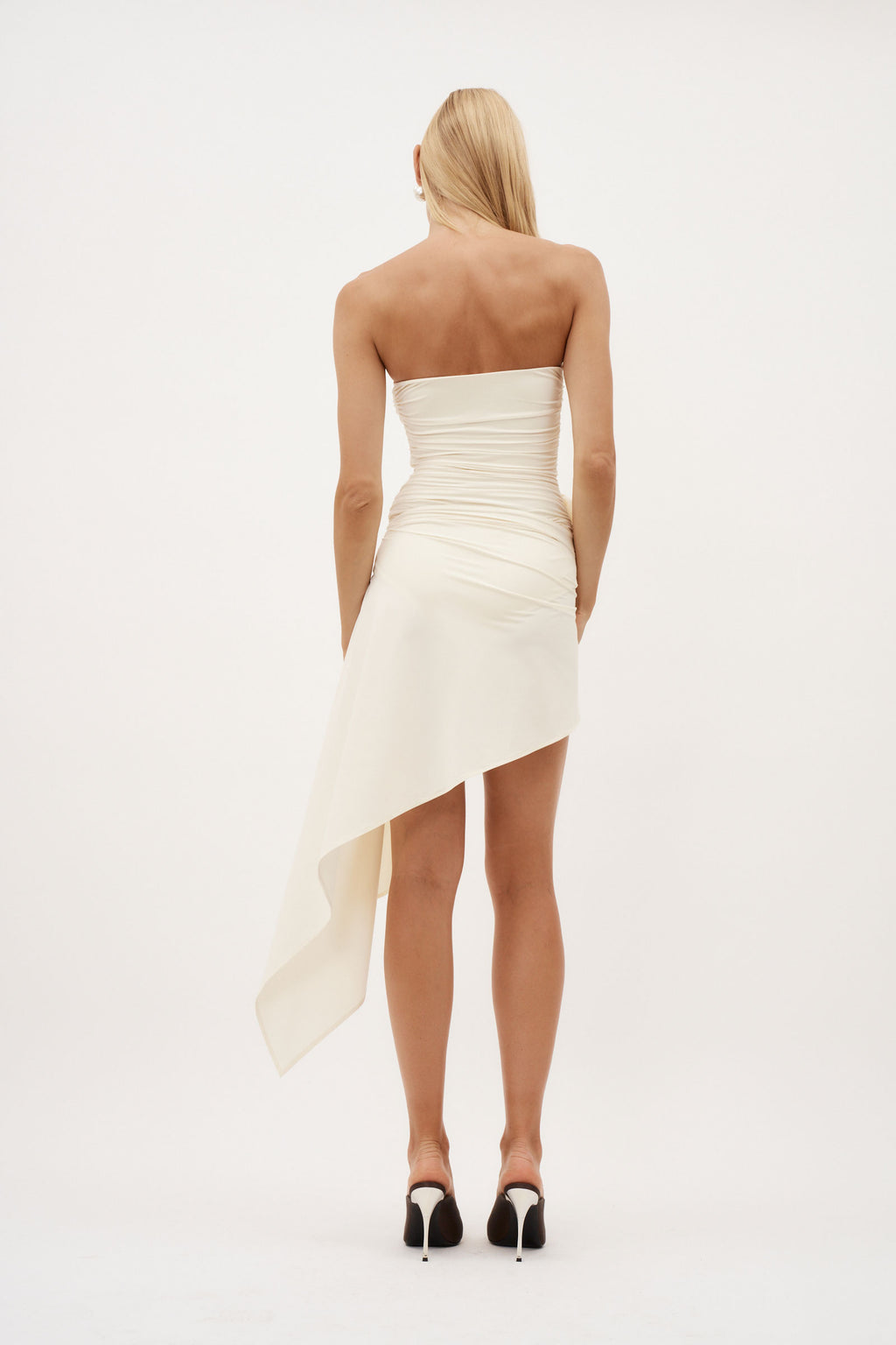 Asymmetrical Draped Cream Swim Skirt