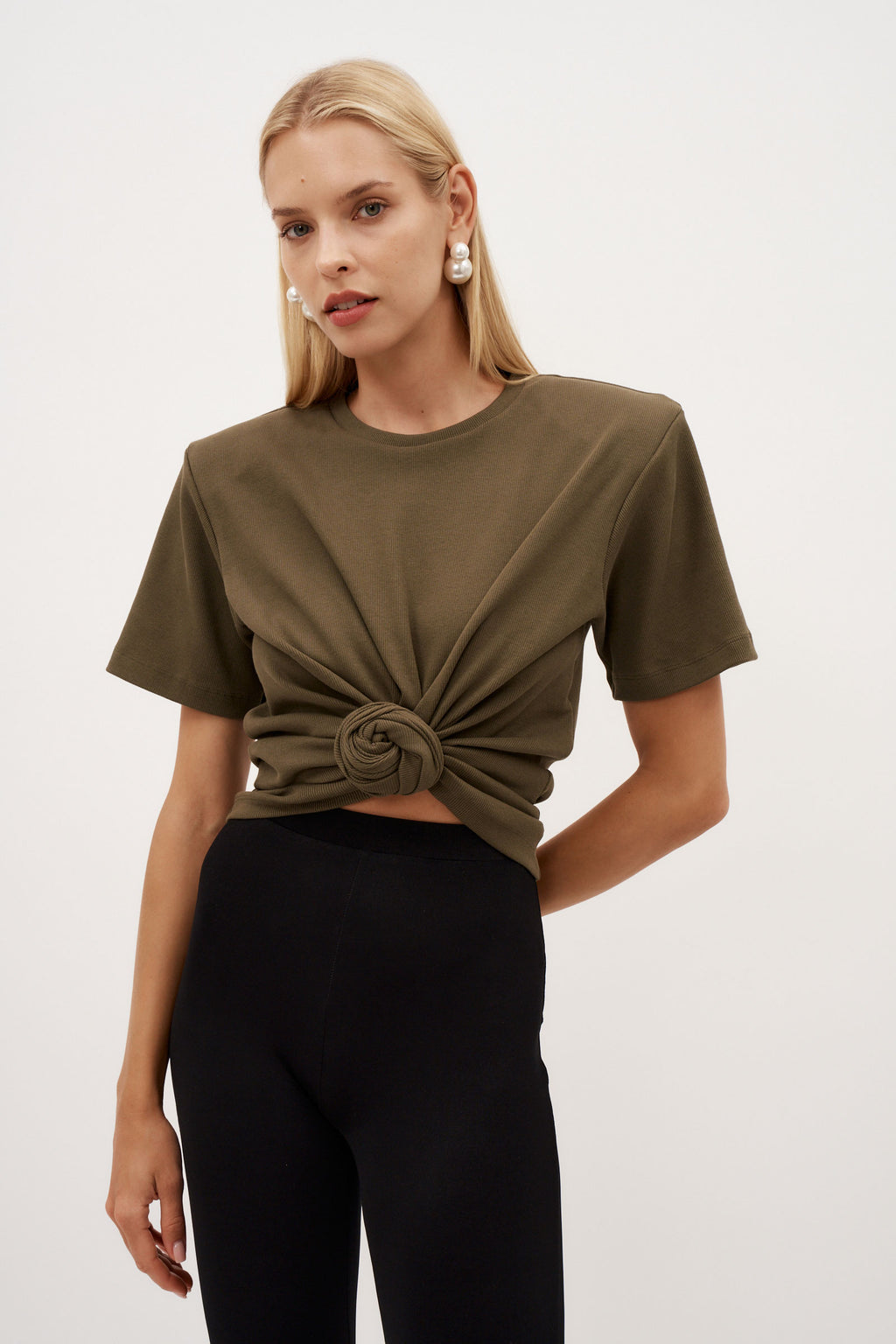 Knotted Khaki T-Shirt