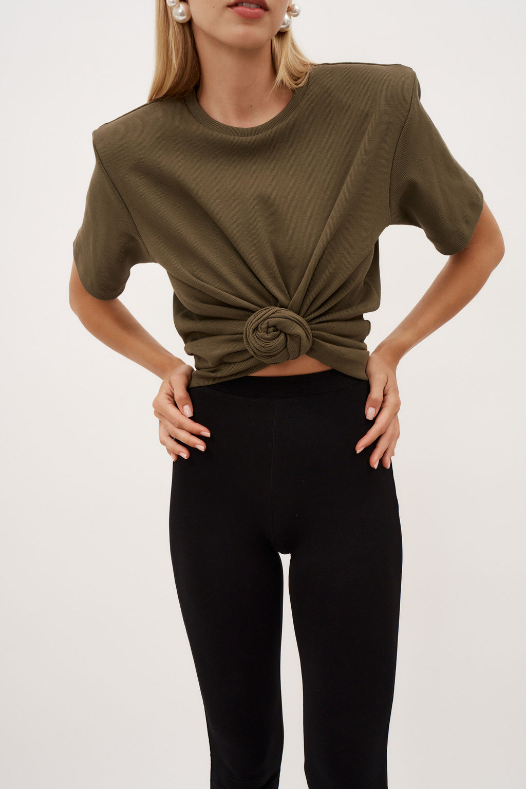 Knotted Khaki T-Shirt