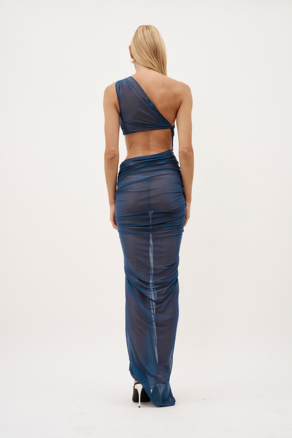 One Shoulder Ruched Cut Out Orage Gown