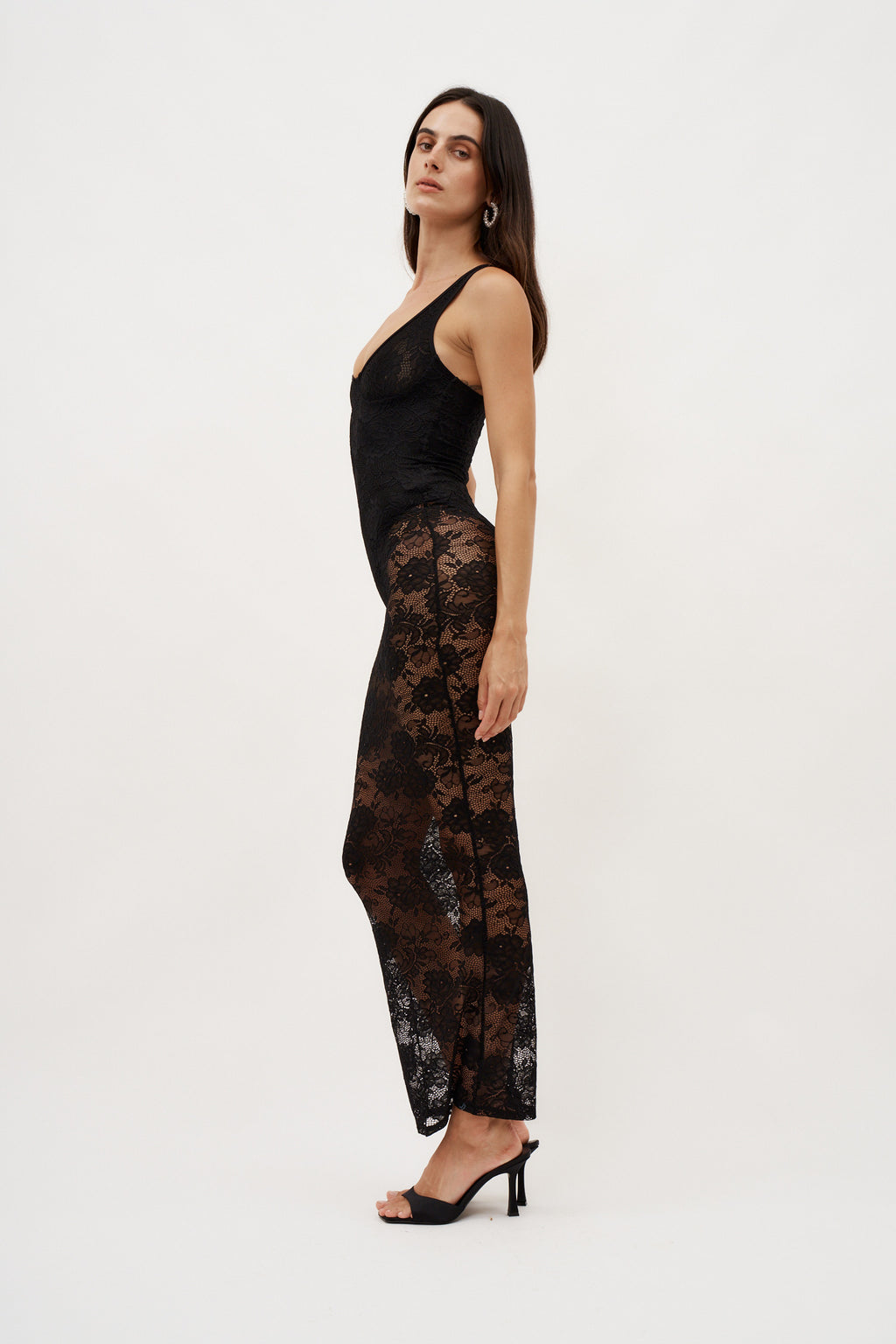 Halle Lace Black Midi Dress