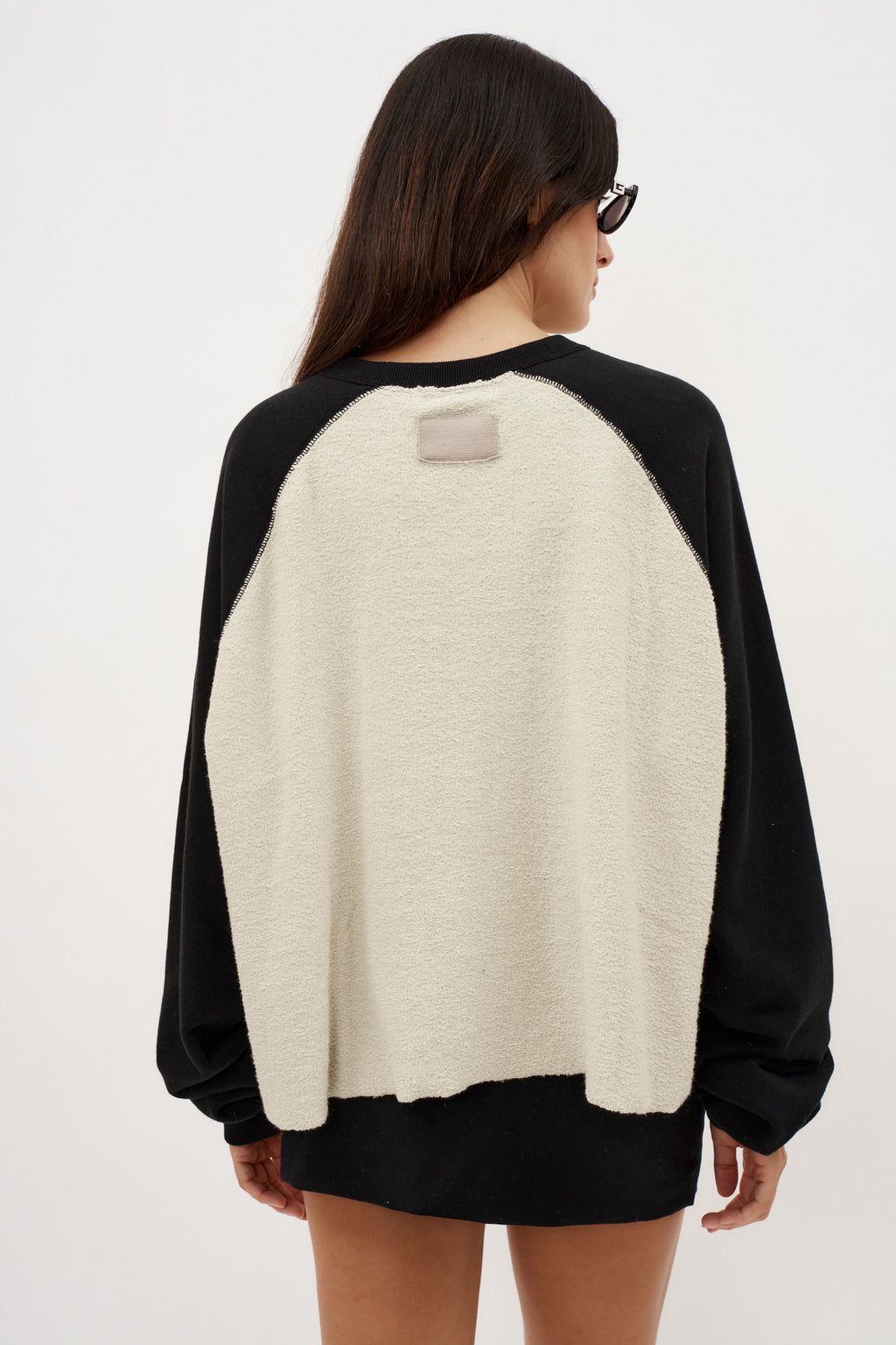 Two Tone Cream Black Crewneck