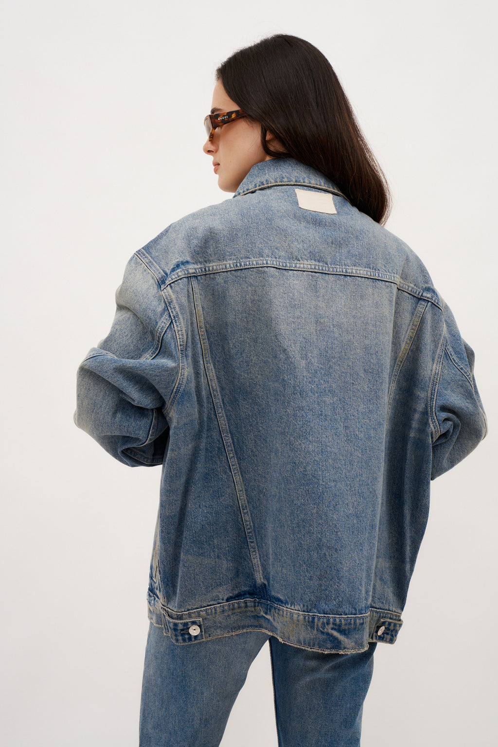 Oversized Denim Beige Wash Jacket