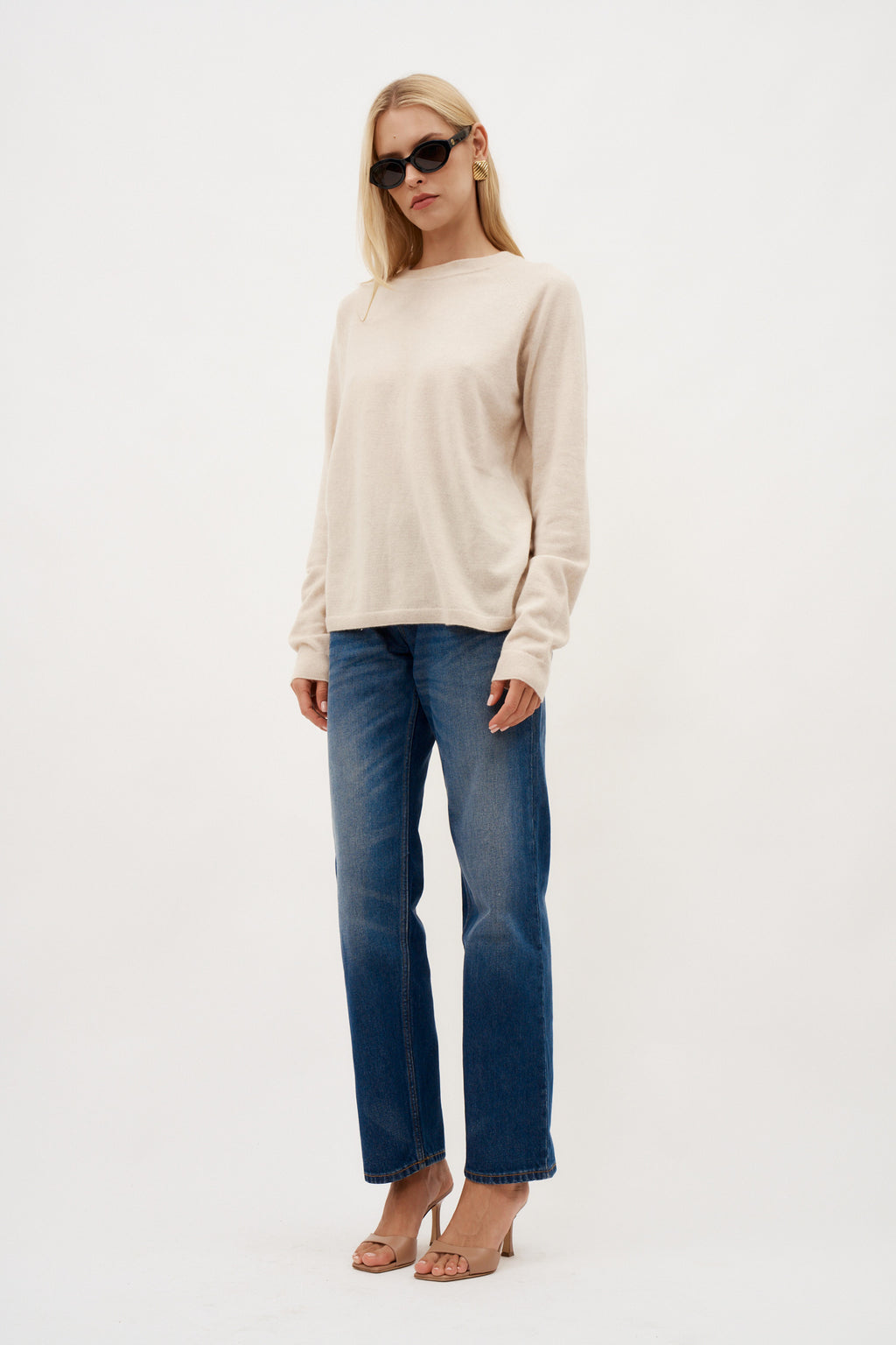 Cashmere Long Sleeve Beige T-shirt