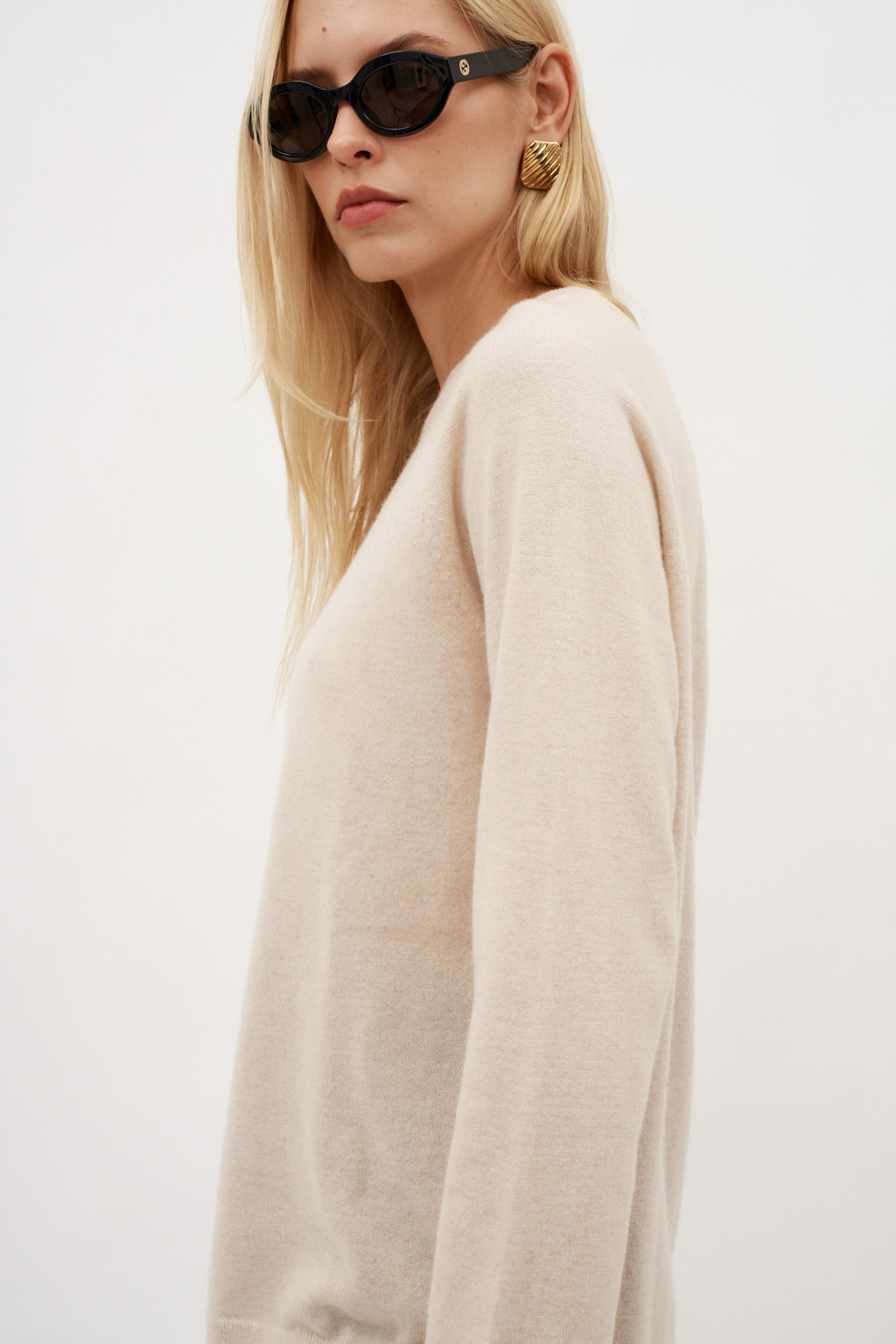 Cashmere Long Sleeve Beige T-shirt