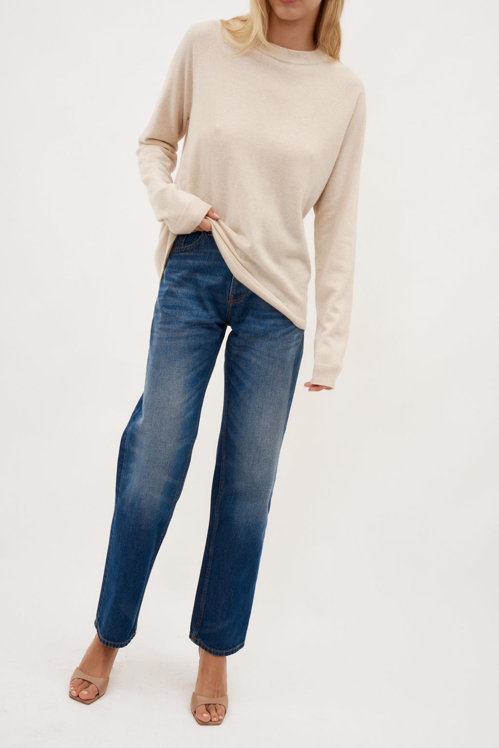 Cashmere Long Sleeve Beige T-shirt