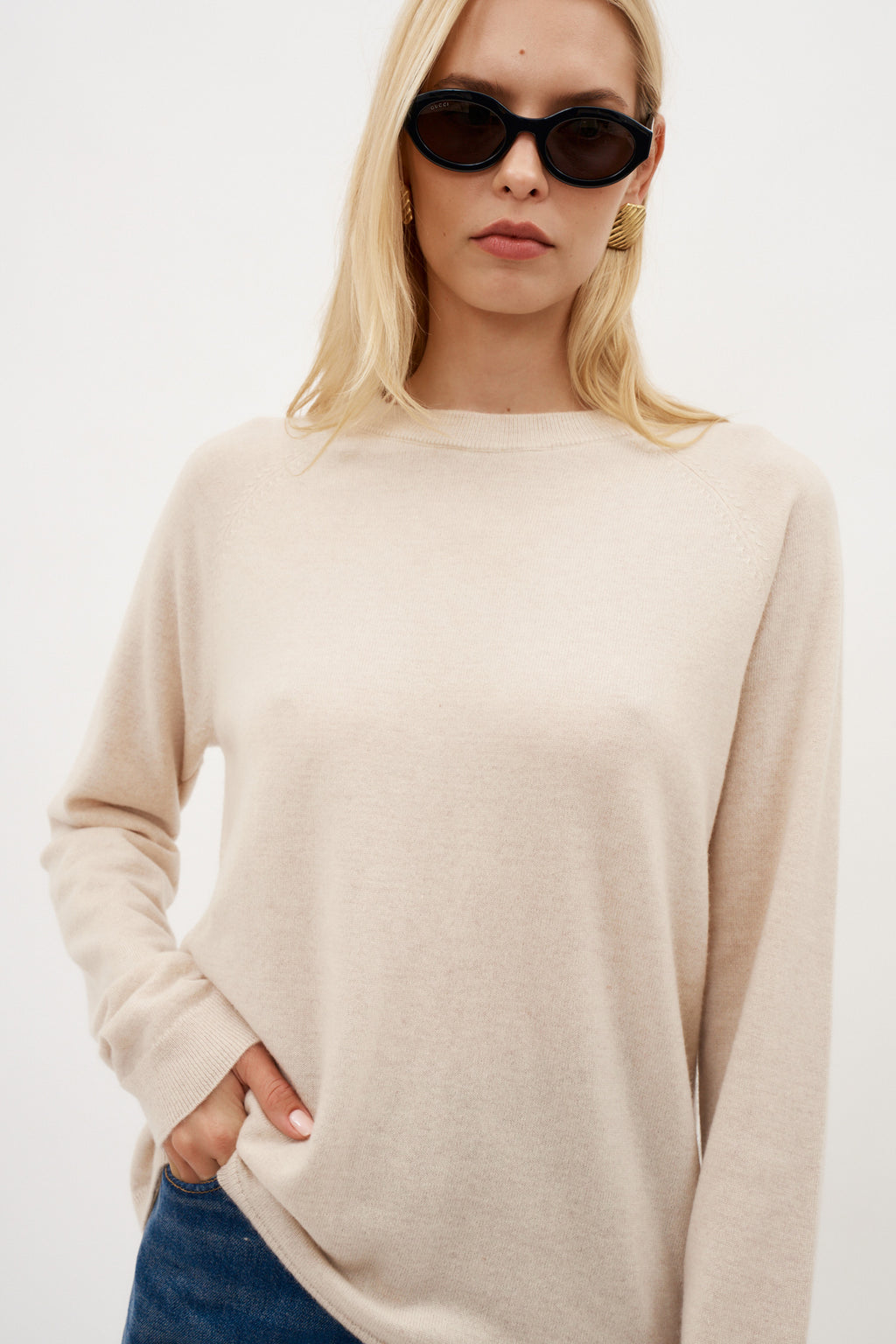 Cashmere Long Sleeve Beige T-shirt