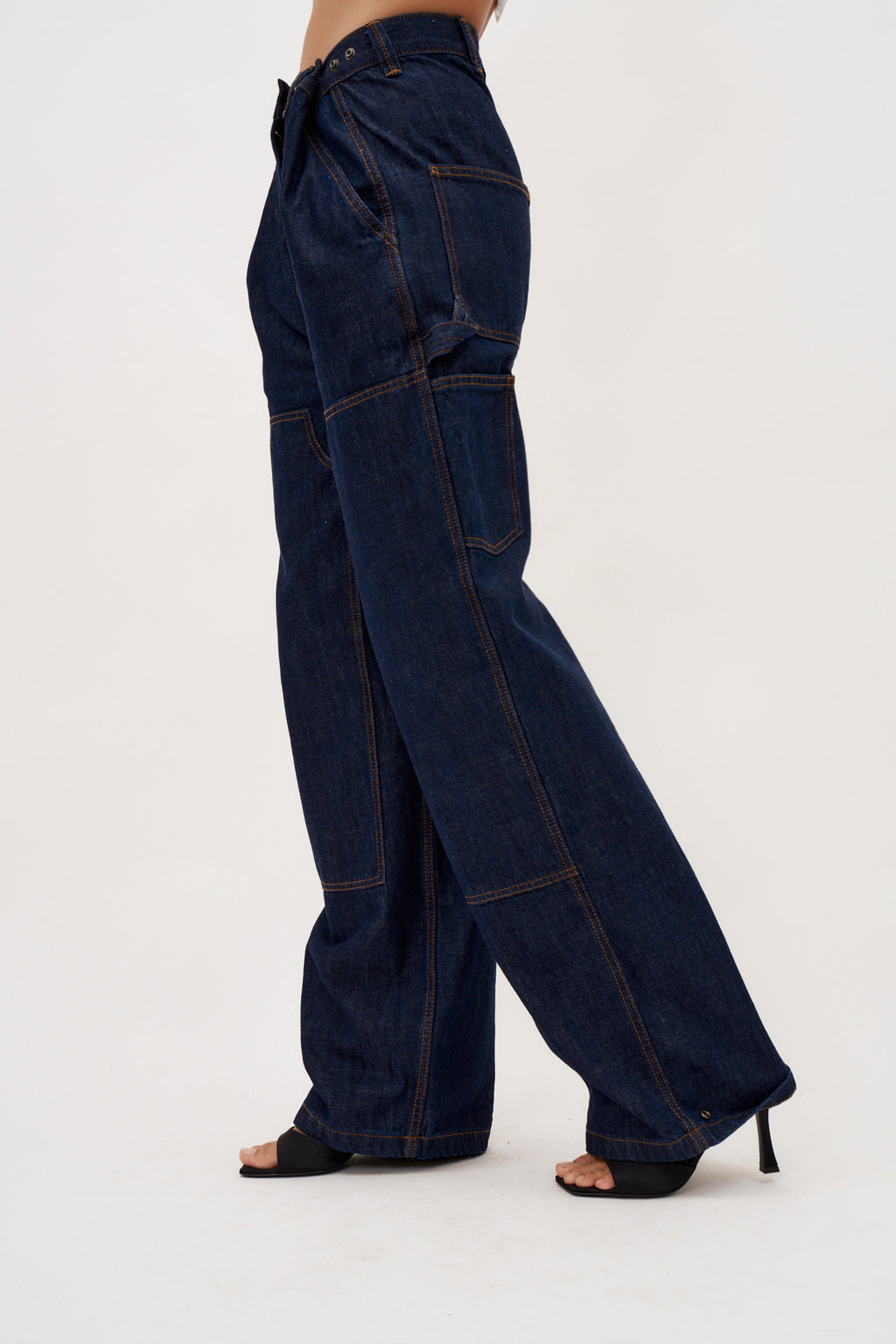 Loose Leg Industrial Denim Navy Pants