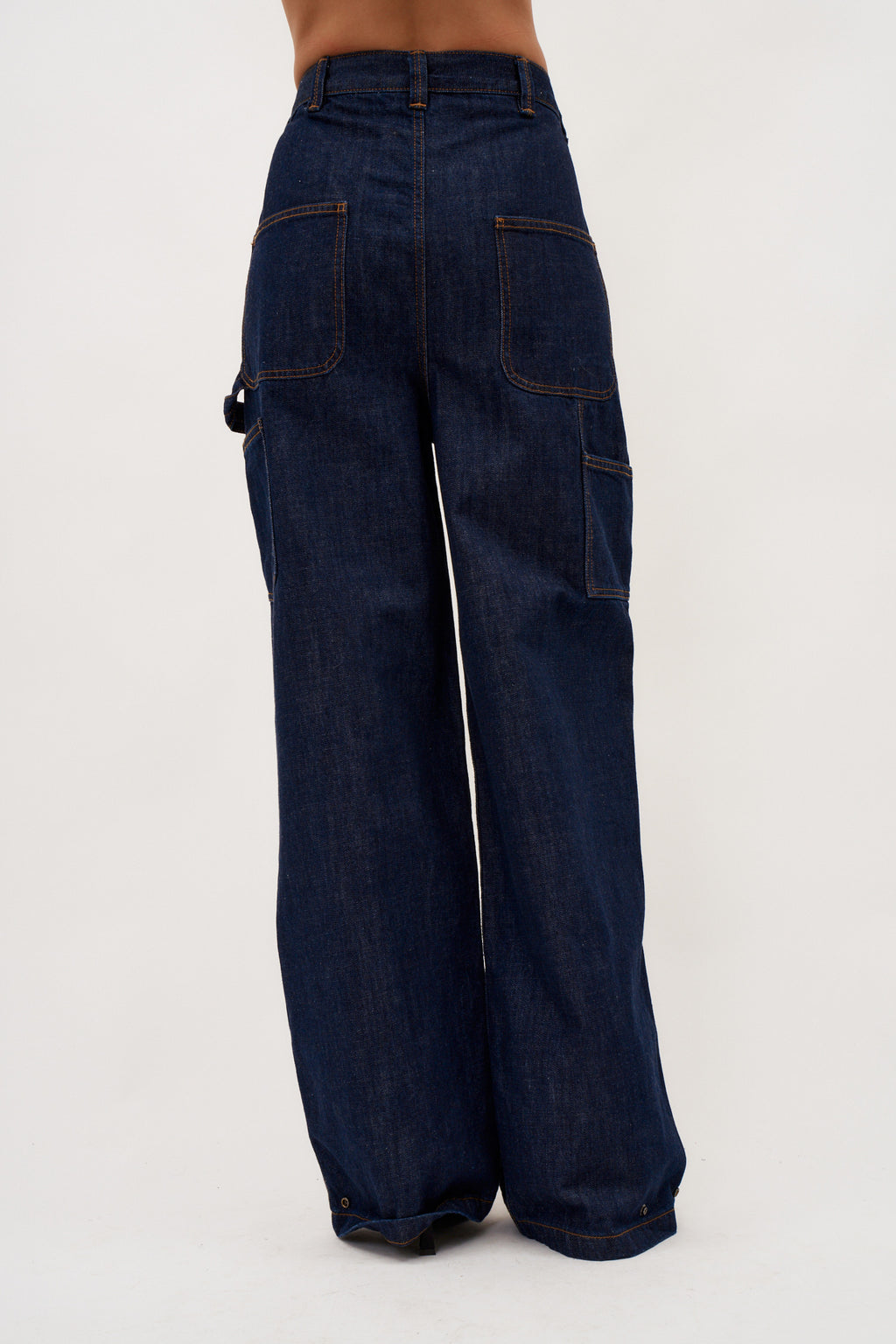 Loose Leg Industrial Denim Navy Pants