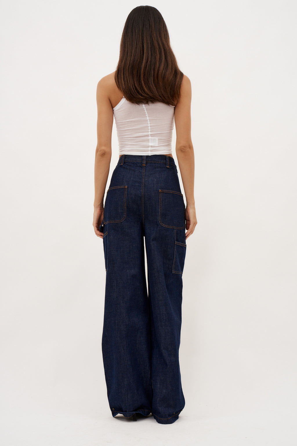 Loose Leg Industrial Denim Navy Pants