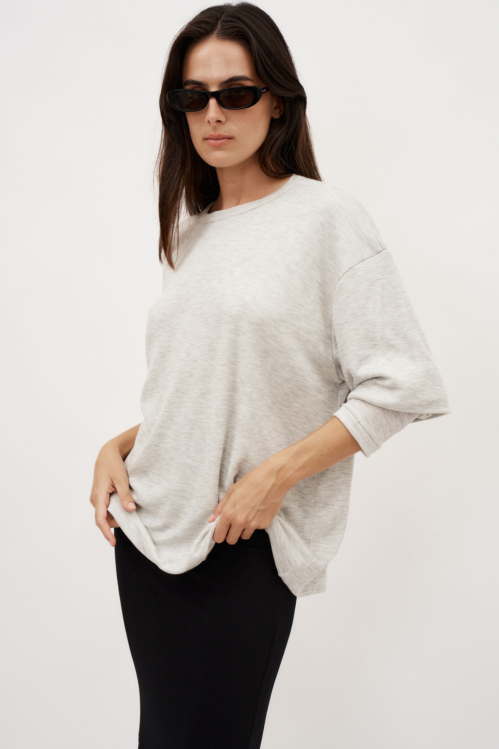 Ribbed Double Layer Grey T-shirt