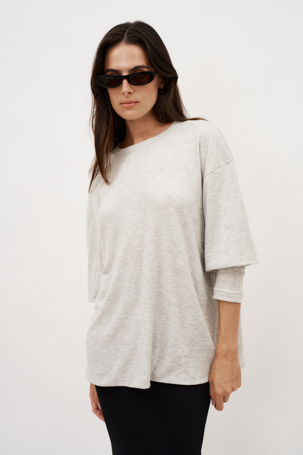 Ribbed Double Layer Grey T-shirt