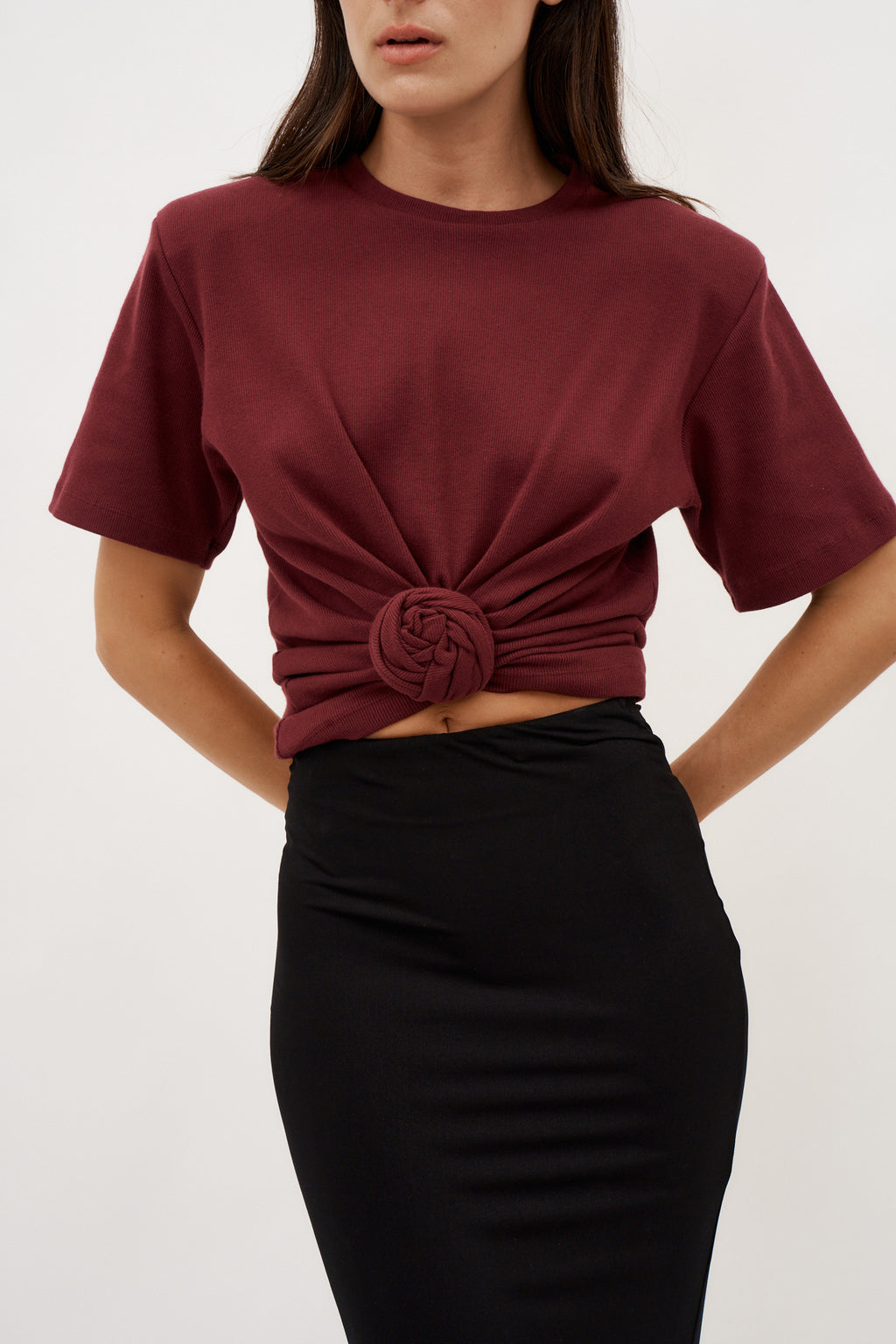 Knotted Burgundy T-Shirt