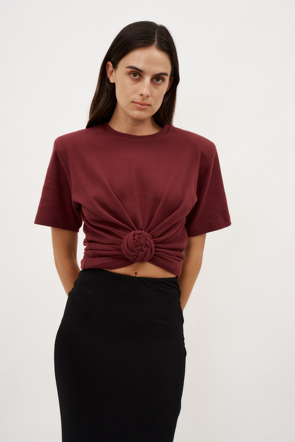 Knotted Burgundy T-Shirt