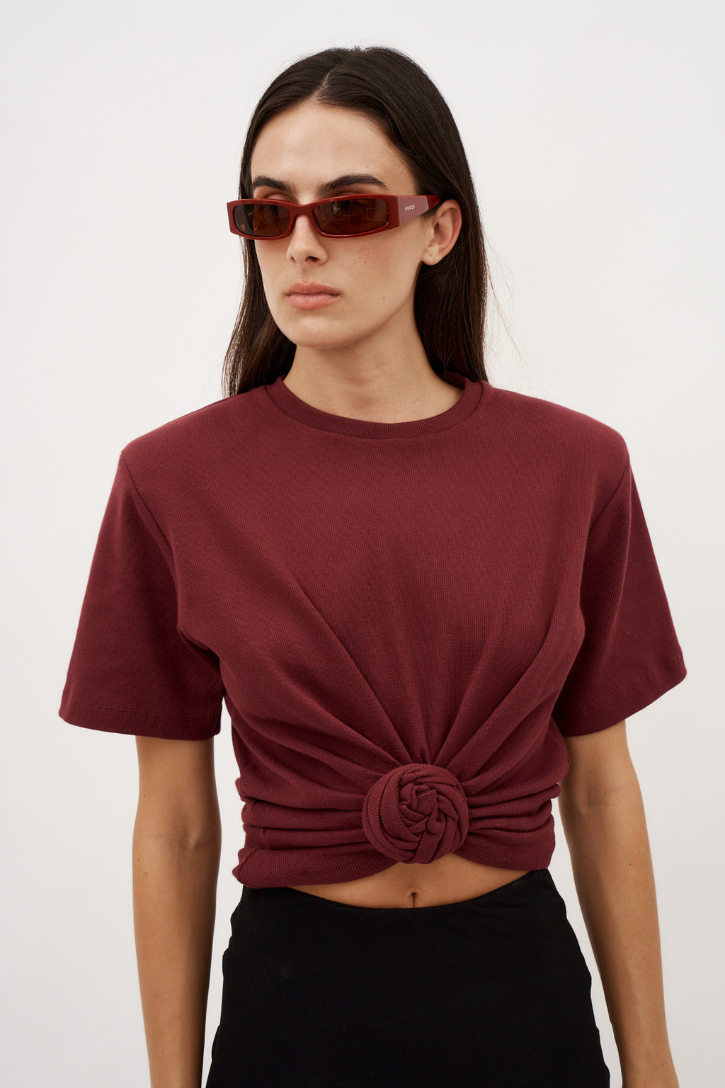 Knotted Burgundy T-Shirt