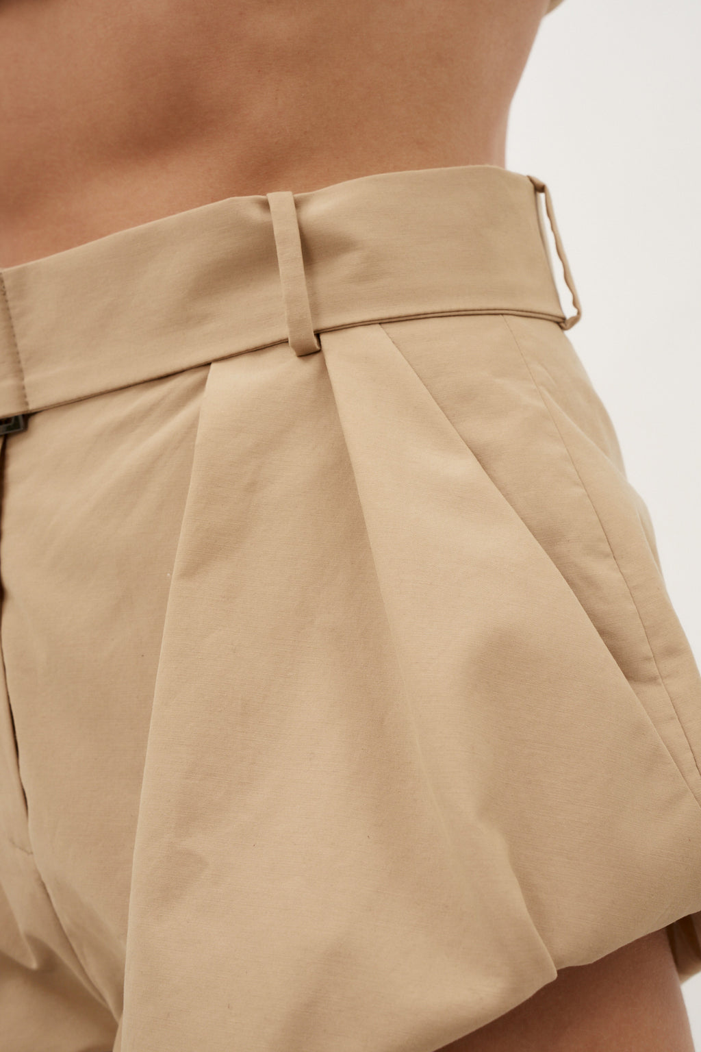 Flared Cotton Beige Shorts