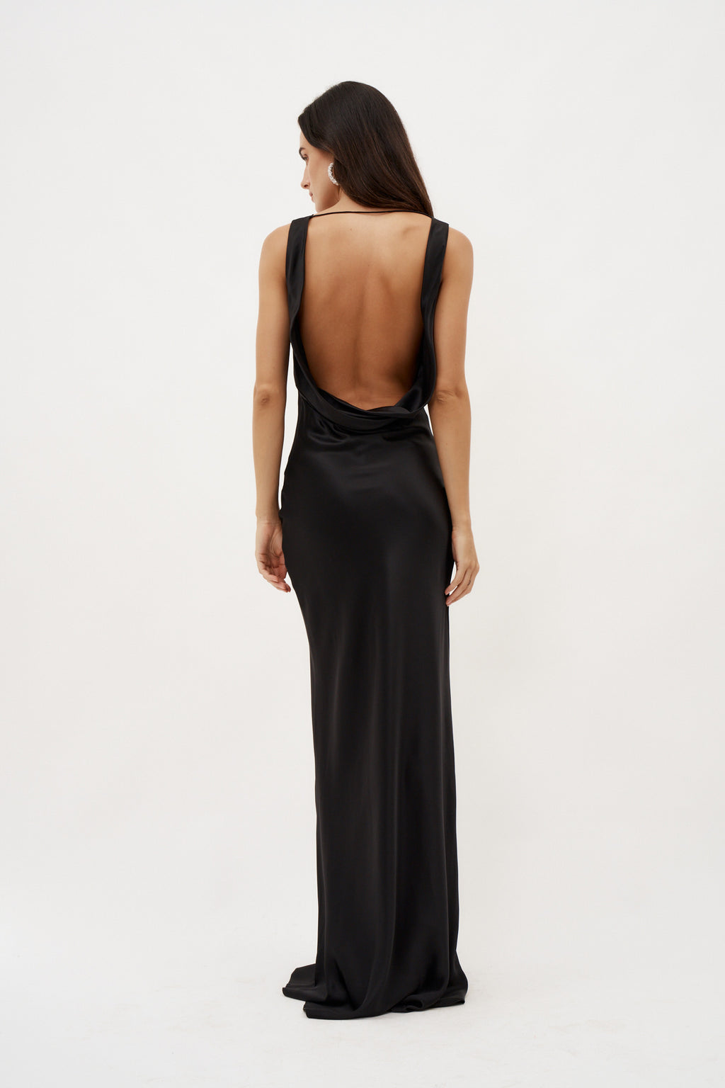 Drape Front Black Maxi Dress