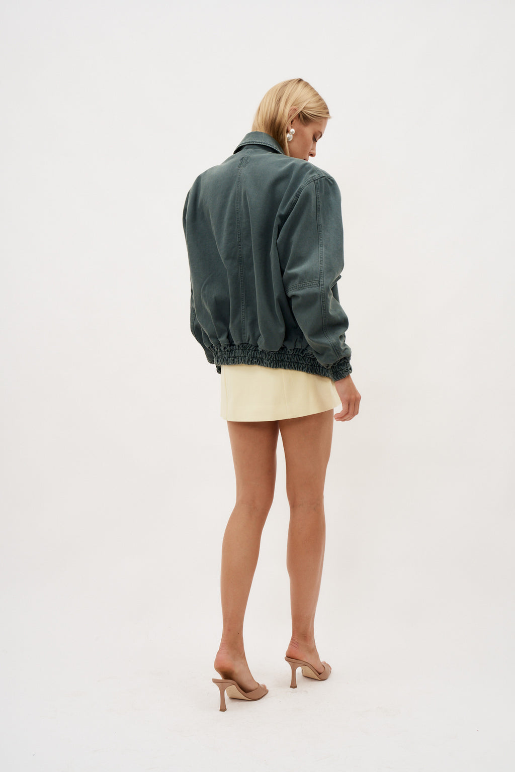 Oversized Denim Green Bomber