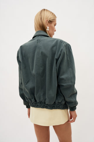 Oversized Denim Green Bomber