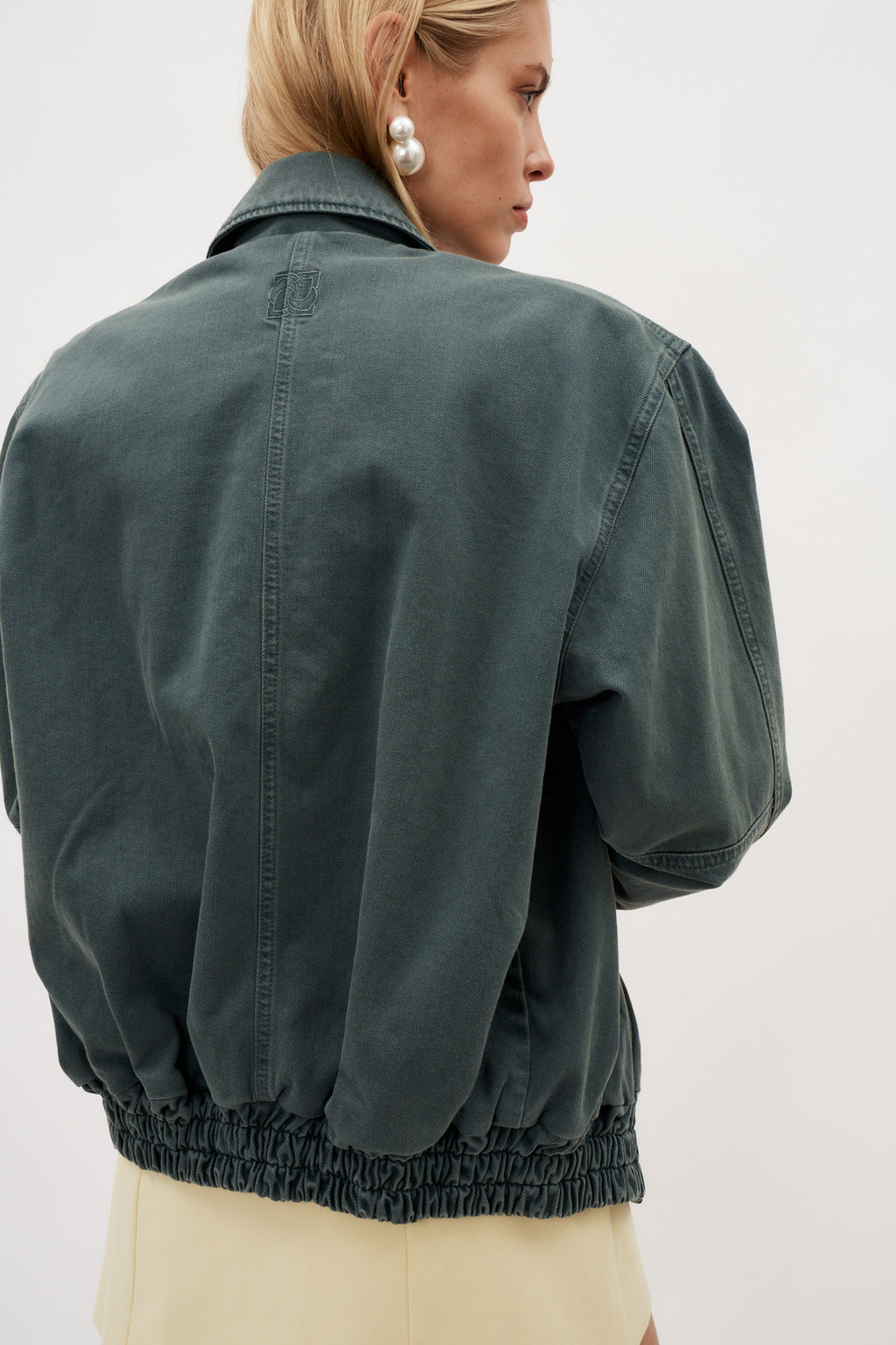 Oversized Denim Green Bomber