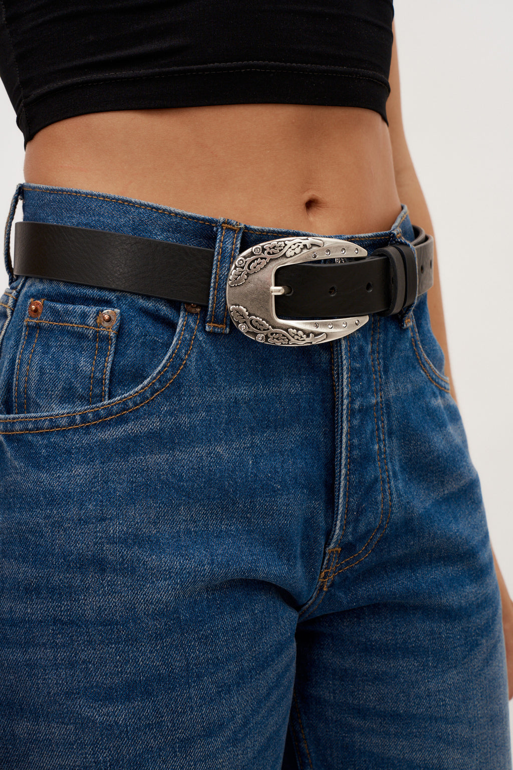 Crystal Buckle Black Belt