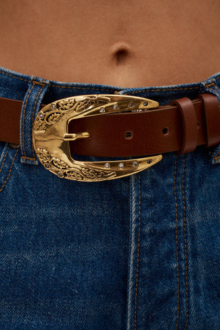 Crystal Buckle Brown Belt