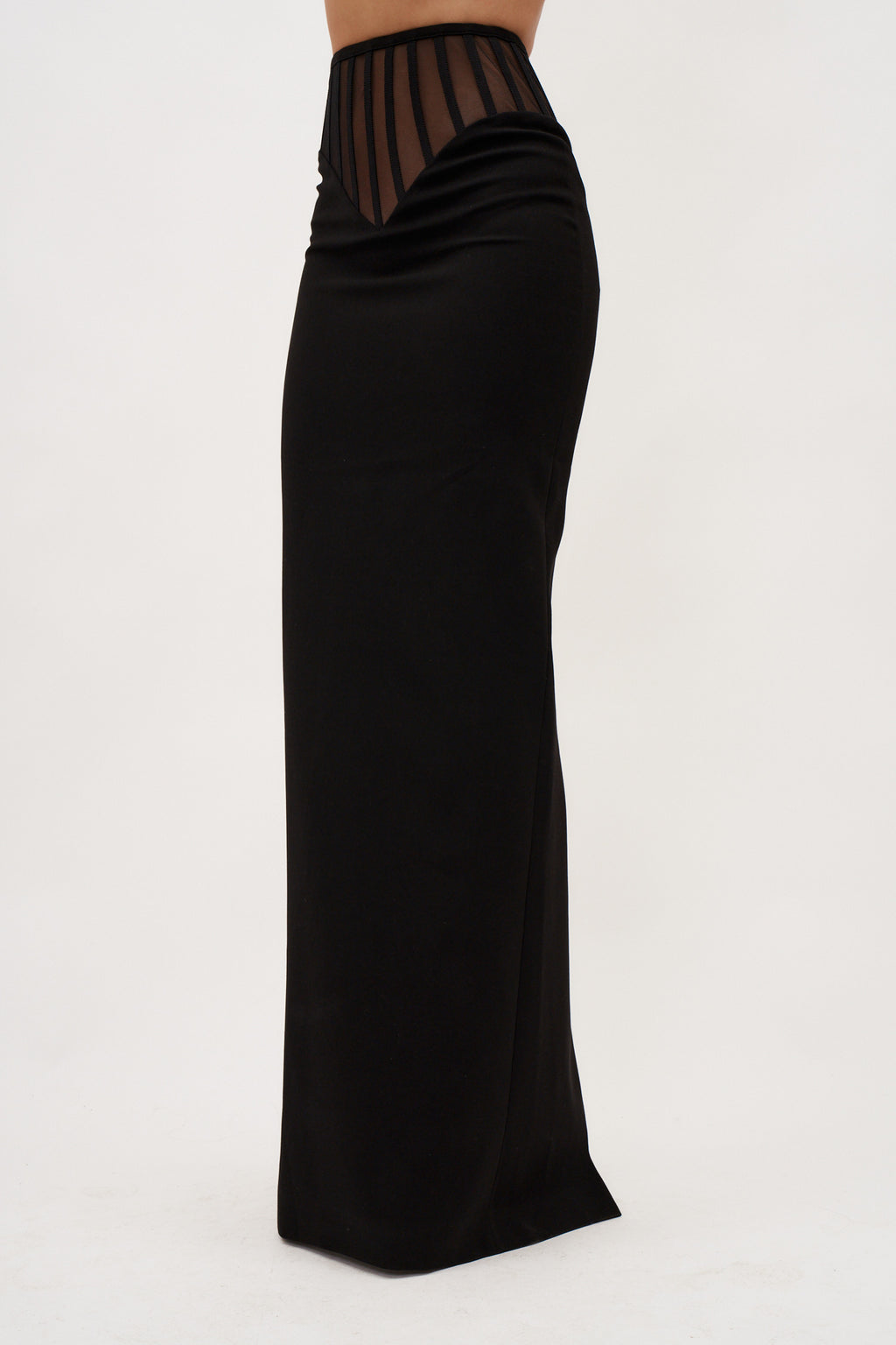 Exposed Corset Black High Waist Maxi Skirt