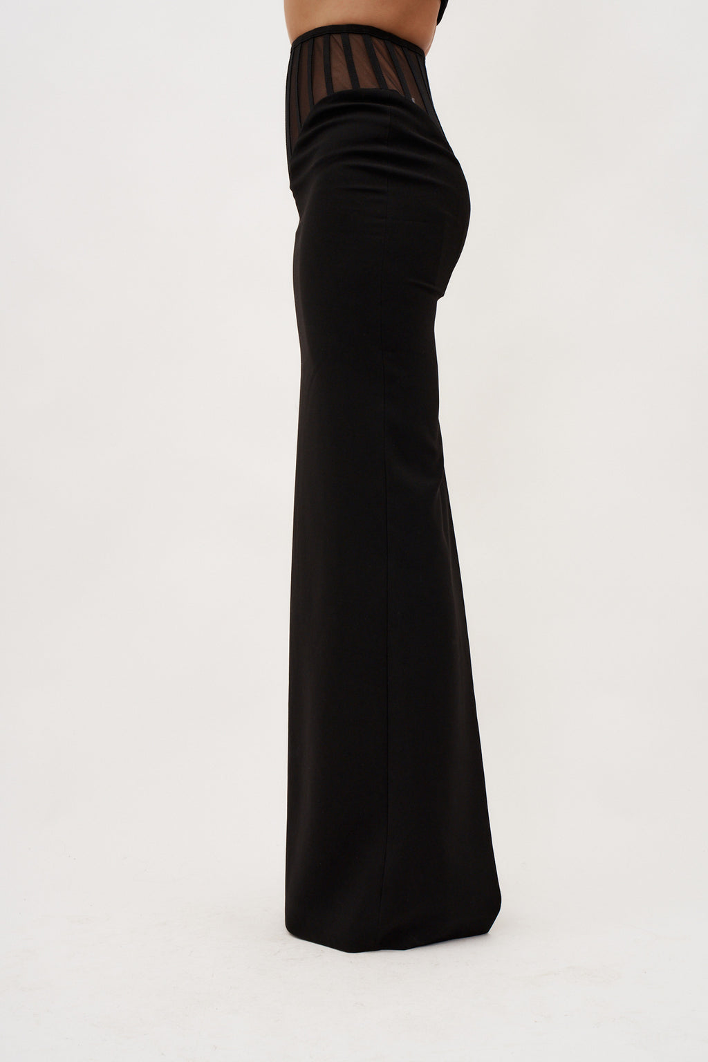 Exposed Corset Black High Waist Maxi Skirt