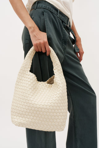 19.59 Ivory Recycled Alt-Leather Woven Small Tote