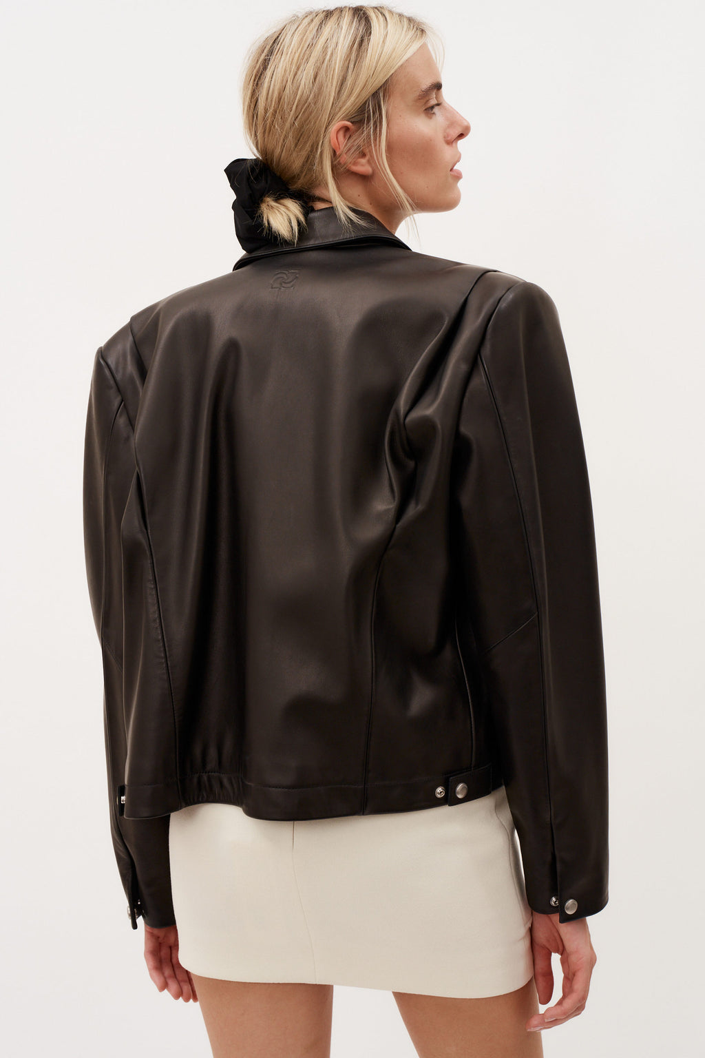 Boxy Leather Zip Black Jacket