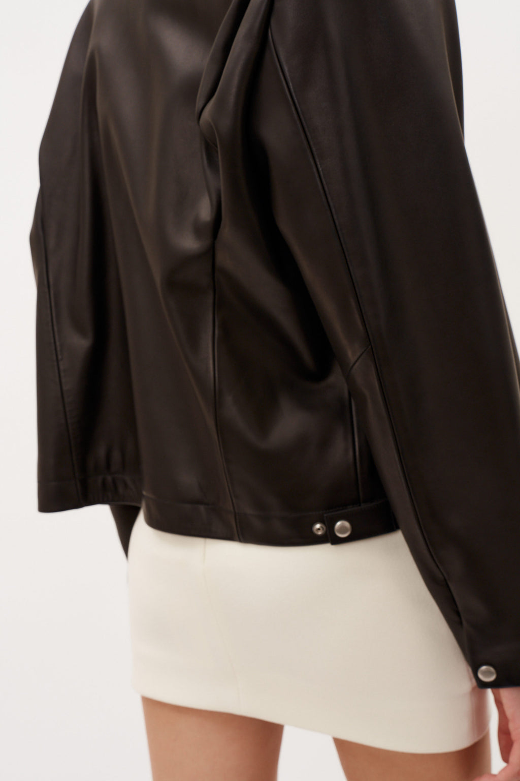 Boxy Leather Zip Black Jacket