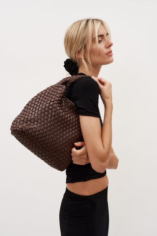 19.58 Brown Recycled Alt-Leather Woven Small Tote