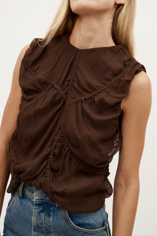 Silk Chiffon Top Chocolate