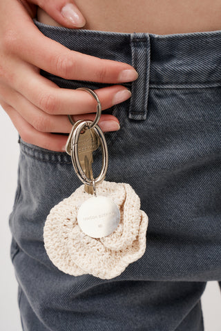 Crochet Rose Cream Keyholder