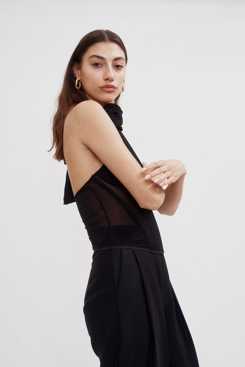 Sheer Halter Bustier Black Top