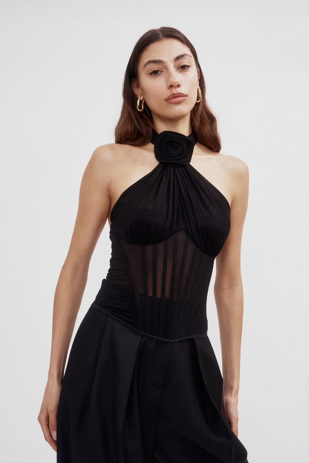 Sheer Halter Bustier Black Top