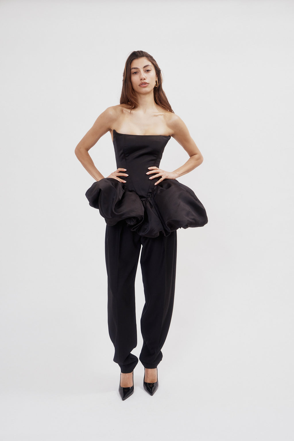 Rebecca Transformer Corset Black Satin Top-To-Dress