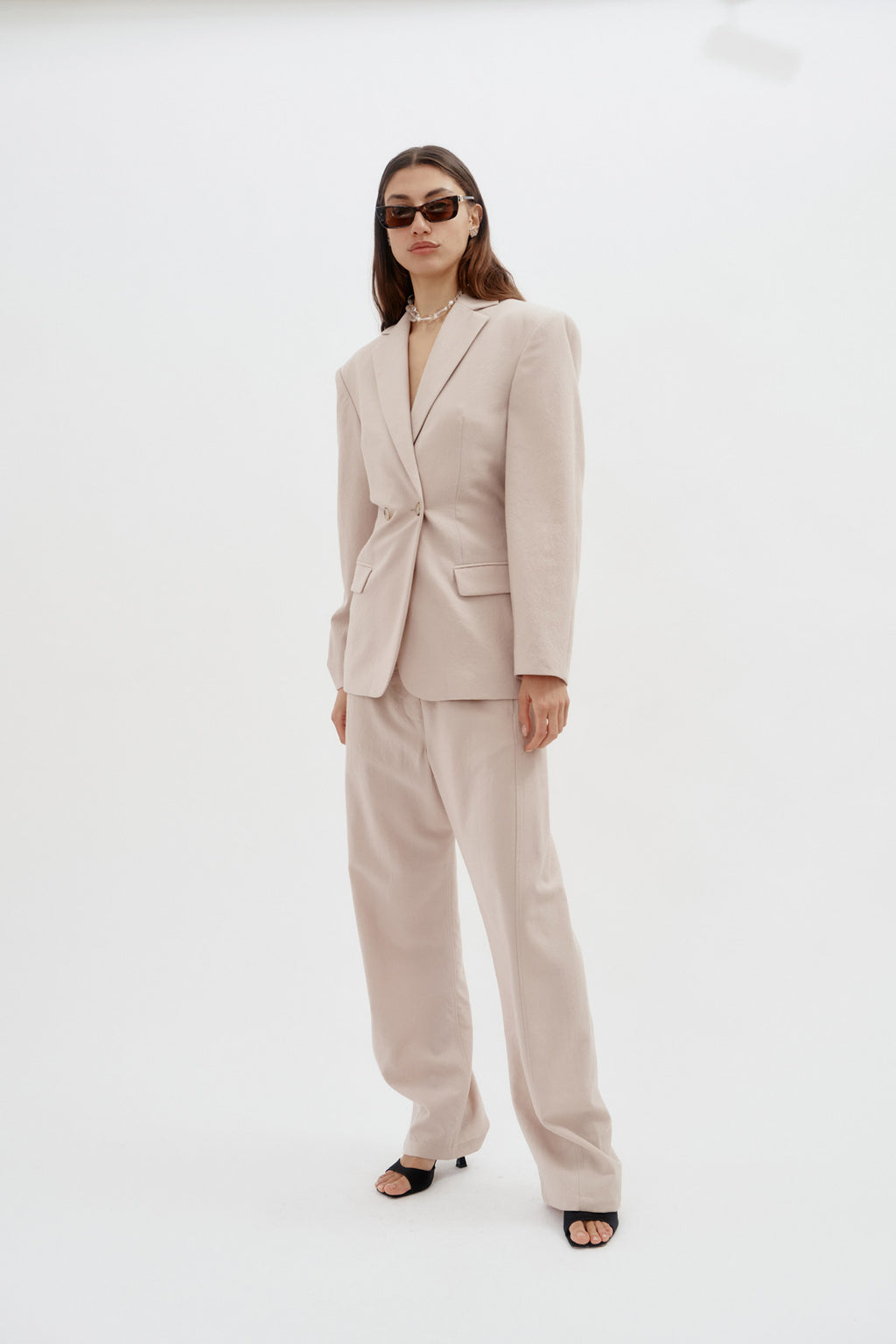 Wool Hourglass Beige Blazer