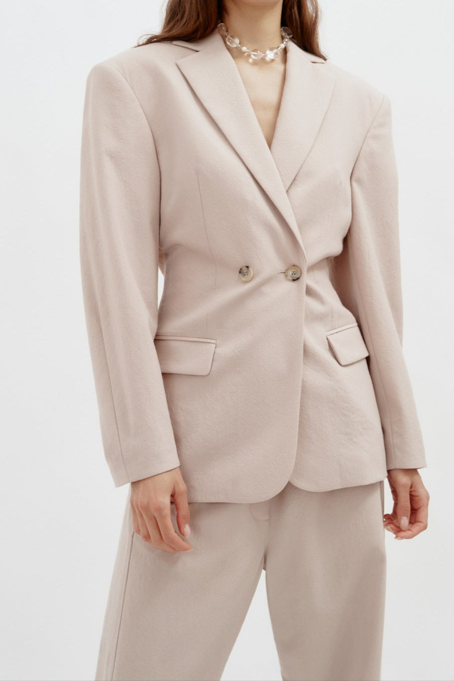 Wool Hourglass Beige Blazer