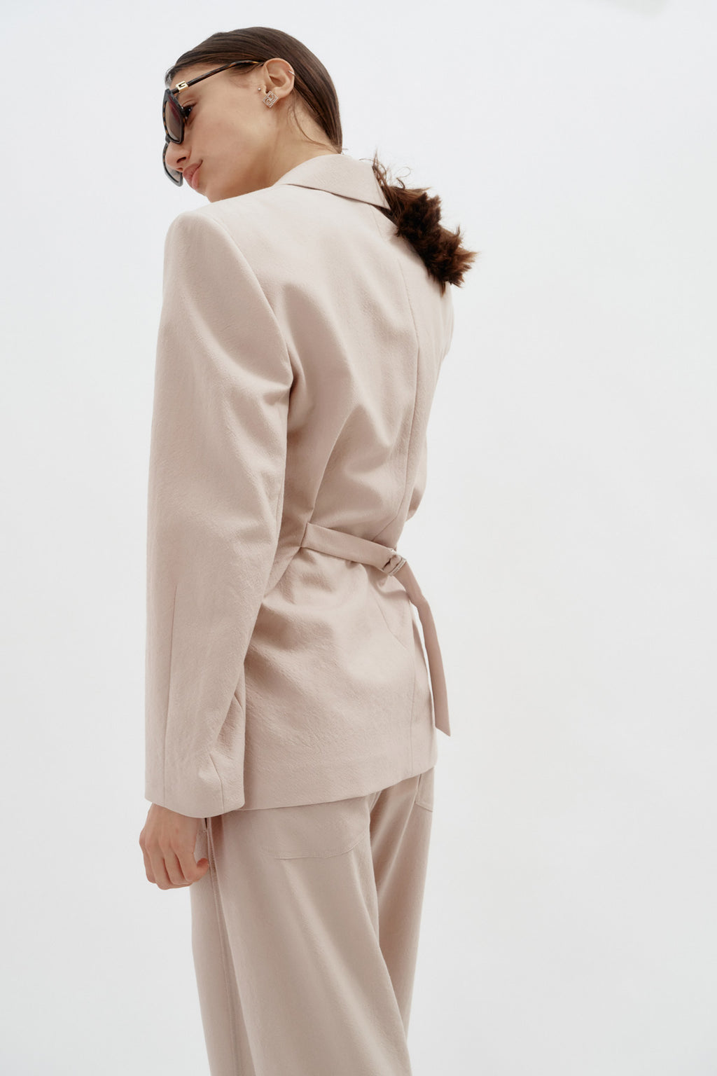 Wool Hourglass Beige Blazer