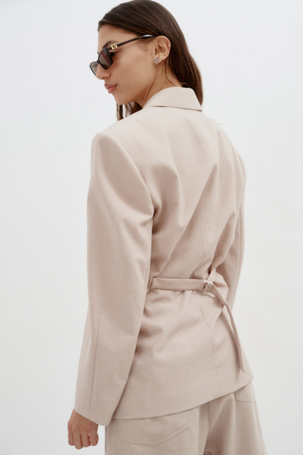Wool Hourglass Beige Blazer