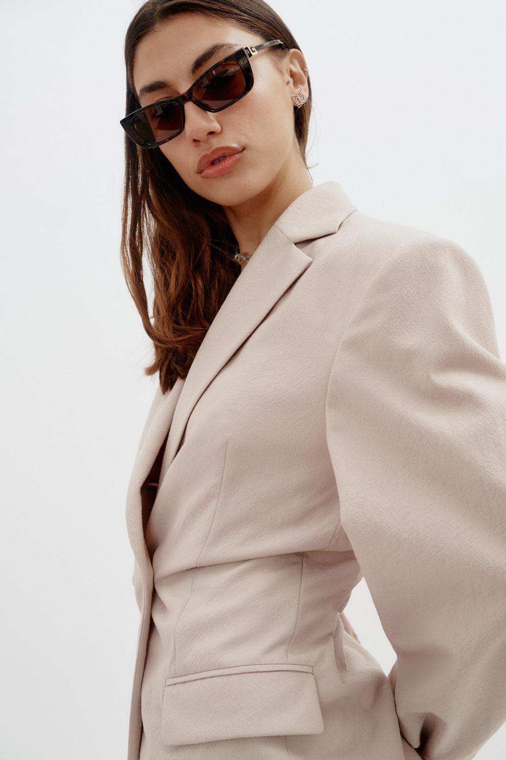 Wool Hourglass Beige Blazer